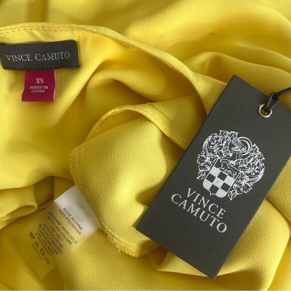 Vince Camuto sunburst yellow V-Neck 3/4-Flutter Sleeve Blouse NEW - Picture 6 of 7